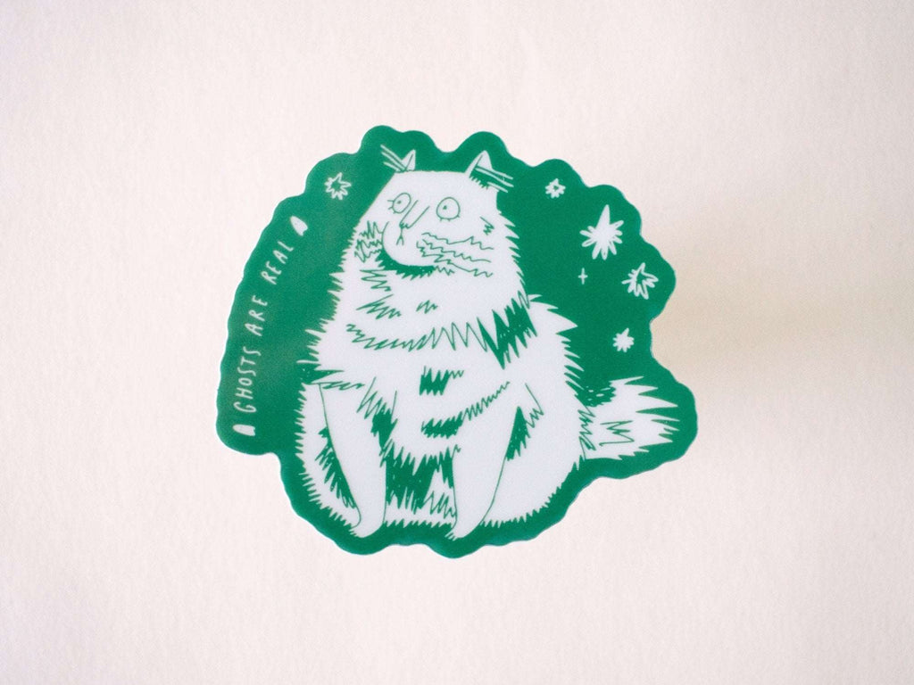 Glow in the Dark Cat Sticker: Witchy Waterproof Vinyl Decal