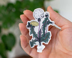 Dandelion Cat Transparent Sticker: Kawaii Plant Art
