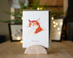 Cozy Days: Ginger Tabby Cat Christmas Card Illustration for holidays