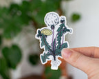 Dandelion Cat Transparent Sticker: Kawaii Plant Art