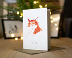 Cozy Days: Ginger Tabby Cat Christmas Card Illustration for holidays