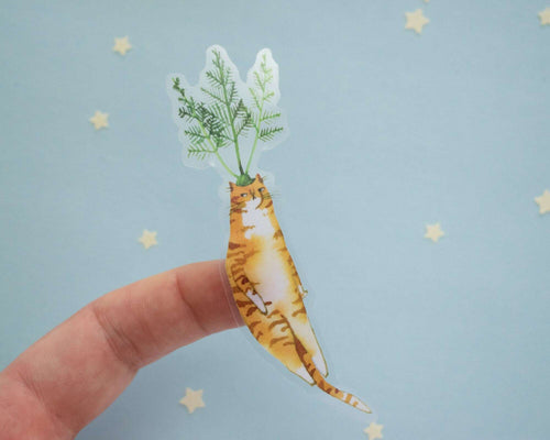 Carrot Cat Sticker | Transparent Sticker, Cat Stickers, Kawaii Sticker, Water Bottle Sticker, Laptop Sticker, Food Art, Veggie Illustration