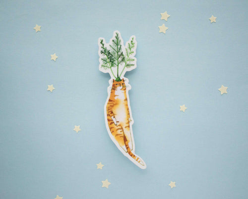 Carrot Cat Sticker | Transparent Sticker, Cat Stickers, Kawaii Sticker, Water Bottle Sticker, Laptop Sticker, Food Art, Veggie Illustration