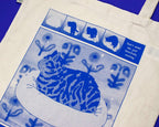 Tabby Cat Tote Bag: Hand Screen Printed Organic Cotton