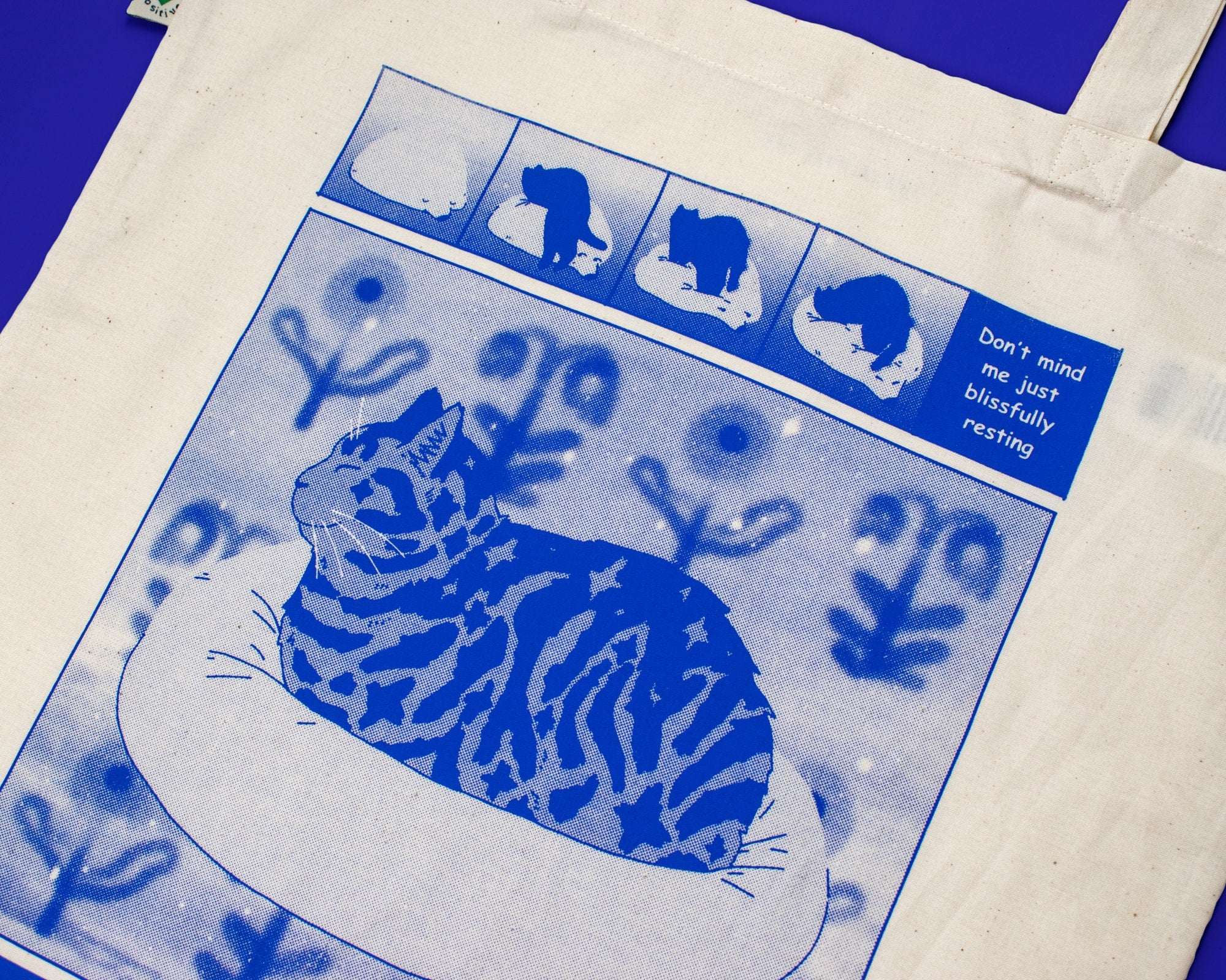 Tabby Cat Tote Bag: Hand Screen Printed Organic Cotton