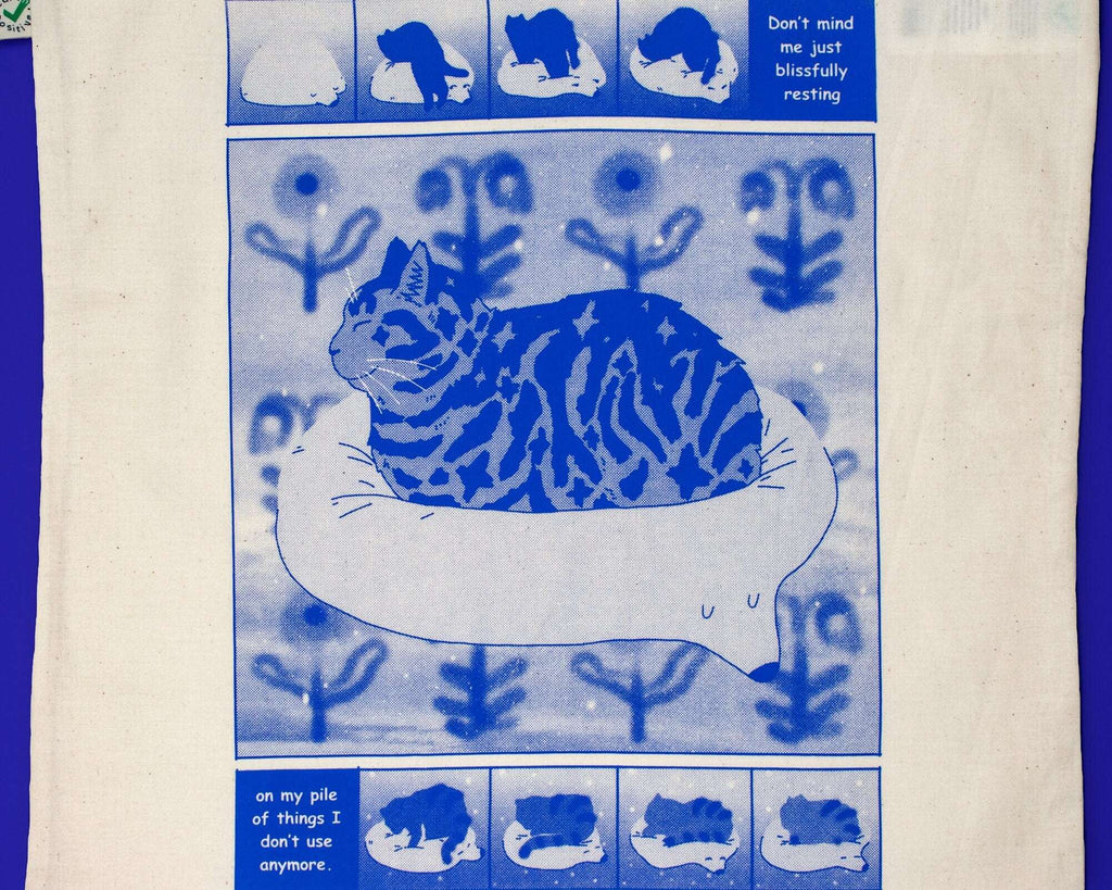 Tabby Cat Tote Bag: Hand Screen Printed Organic Cotton
