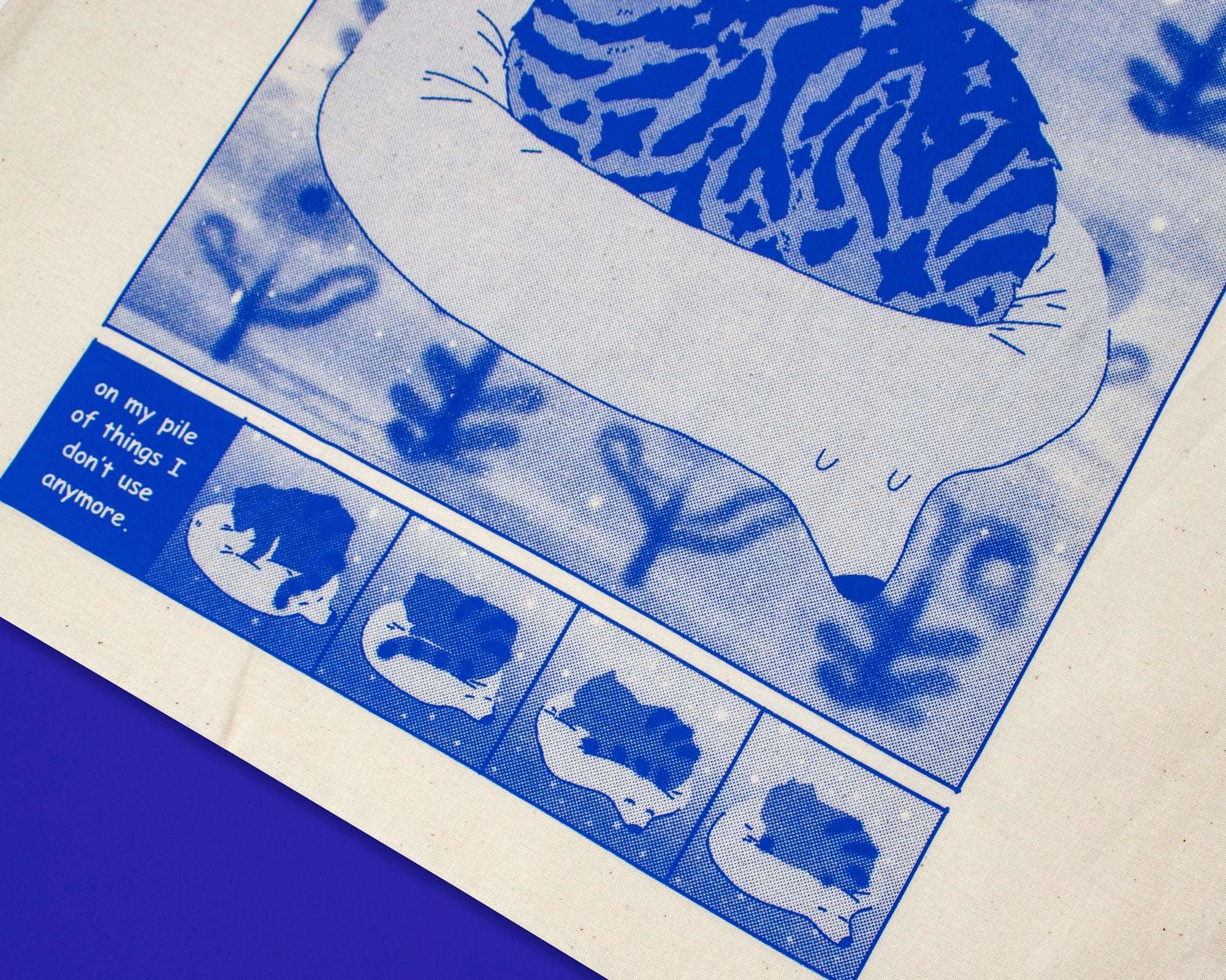 Tabby Cat Tote Bag: Hand Screen Printed Organic Cotton