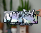 When the bass hits | Holographic Vinyl Stickers with illustration of cats raving for your water bottle, car, Laptop or as gift for DJs