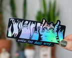 When the bass hits | Holographic Vinyl Stickers with illustration of cats raving for your water bottle, car, Laptop or as gift for DJs