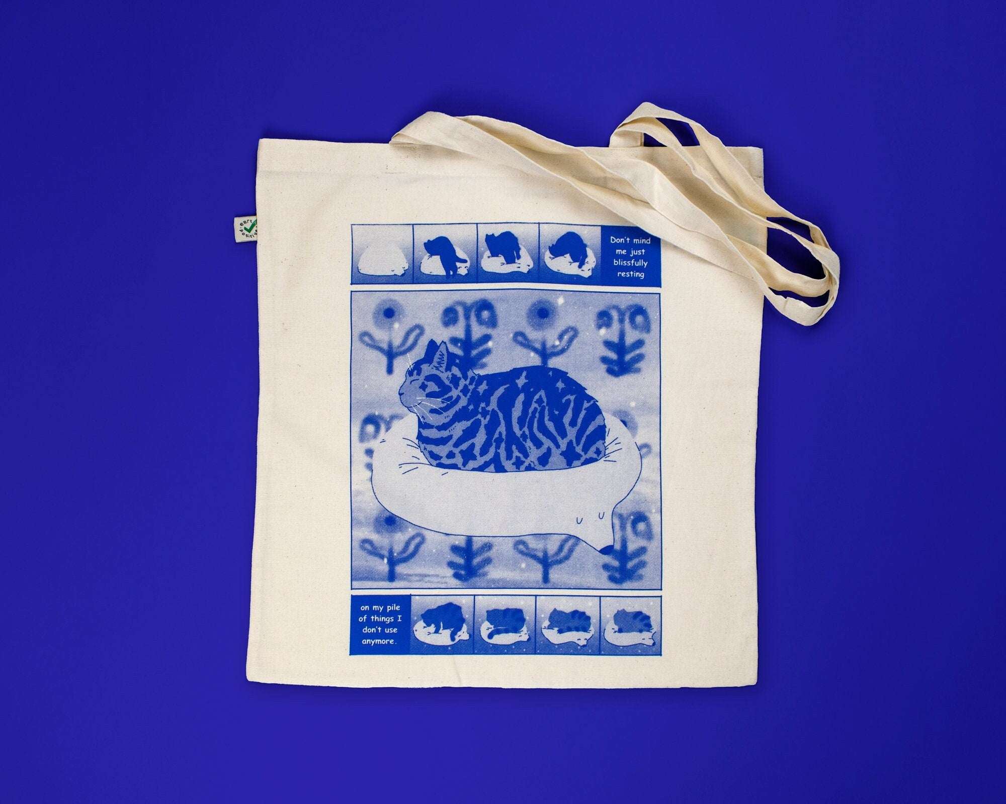 Tabby Cat Tote Bag: Hand Screen Printed Organic Cotton