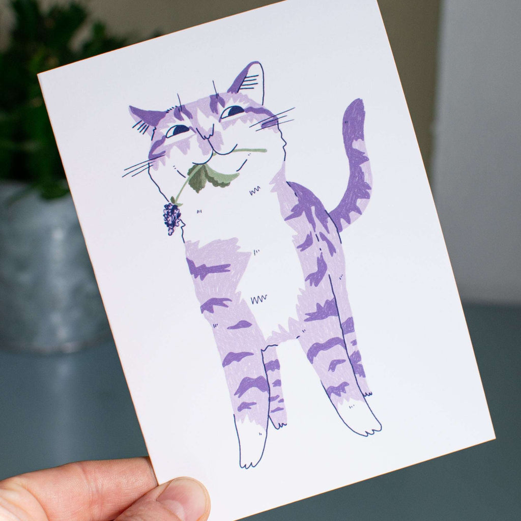 Tabby Cat Greeting Card: Catnip Illustration, Gifting Occasion