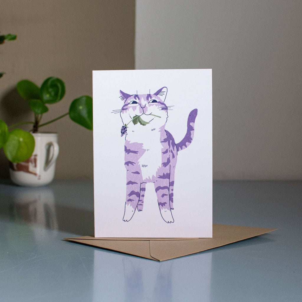 Tabby Cat Greeting Card: Catnip Illustration, Gifting Occasion