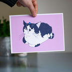 Grumpy Cat Art Print: Blueberry Tuxedo Cat Giclée Drawing