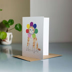 Grumpy Tabby Cat Greeting Card: Orange Cat in Flower Costume