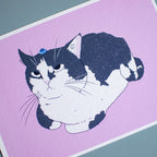 Grumpy Cat Art Print: Blueberry Tuxedo Cat Giclée Drawing