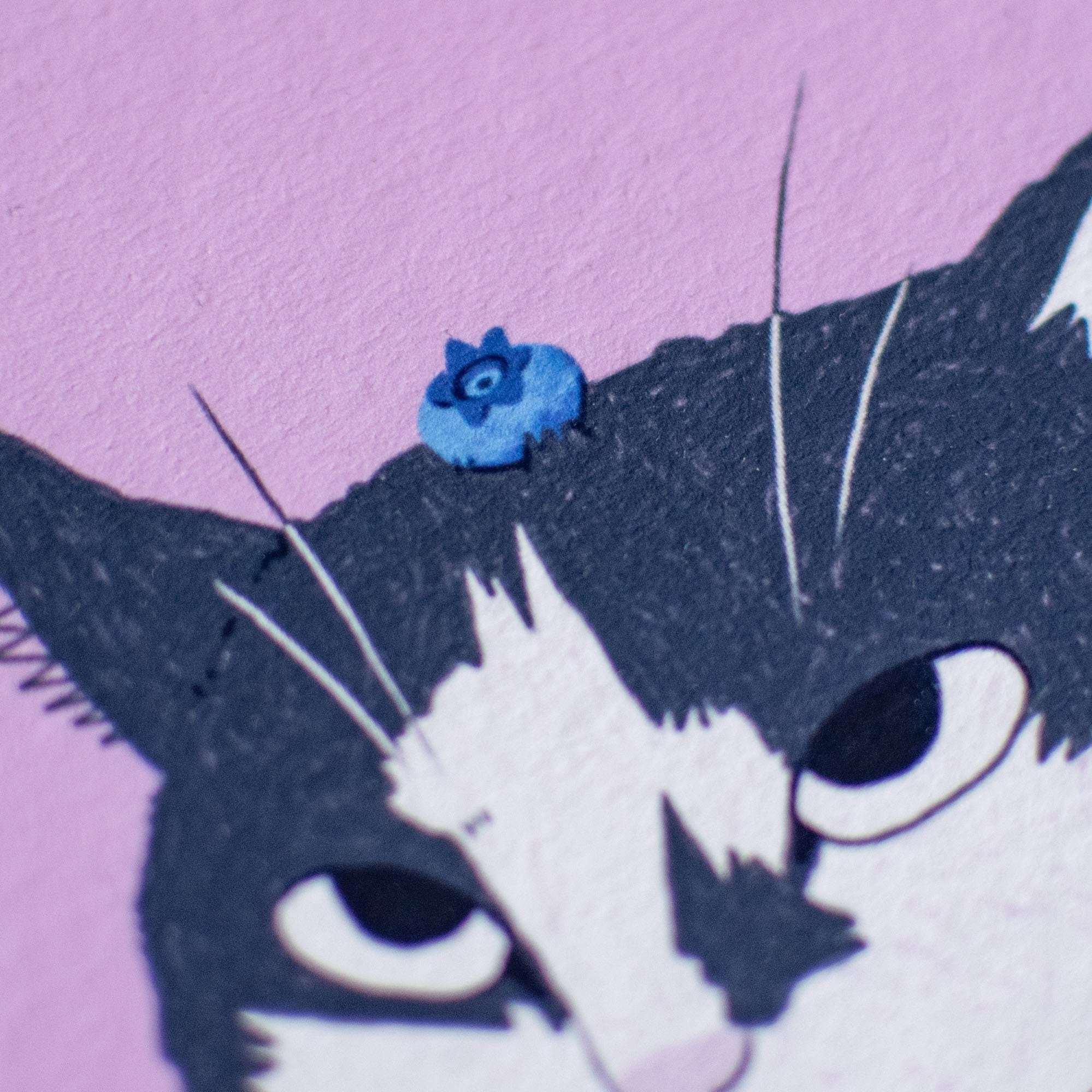 Grumpy Cat Art Print: Blueberry Tuxedo Cat Giclée Drawing