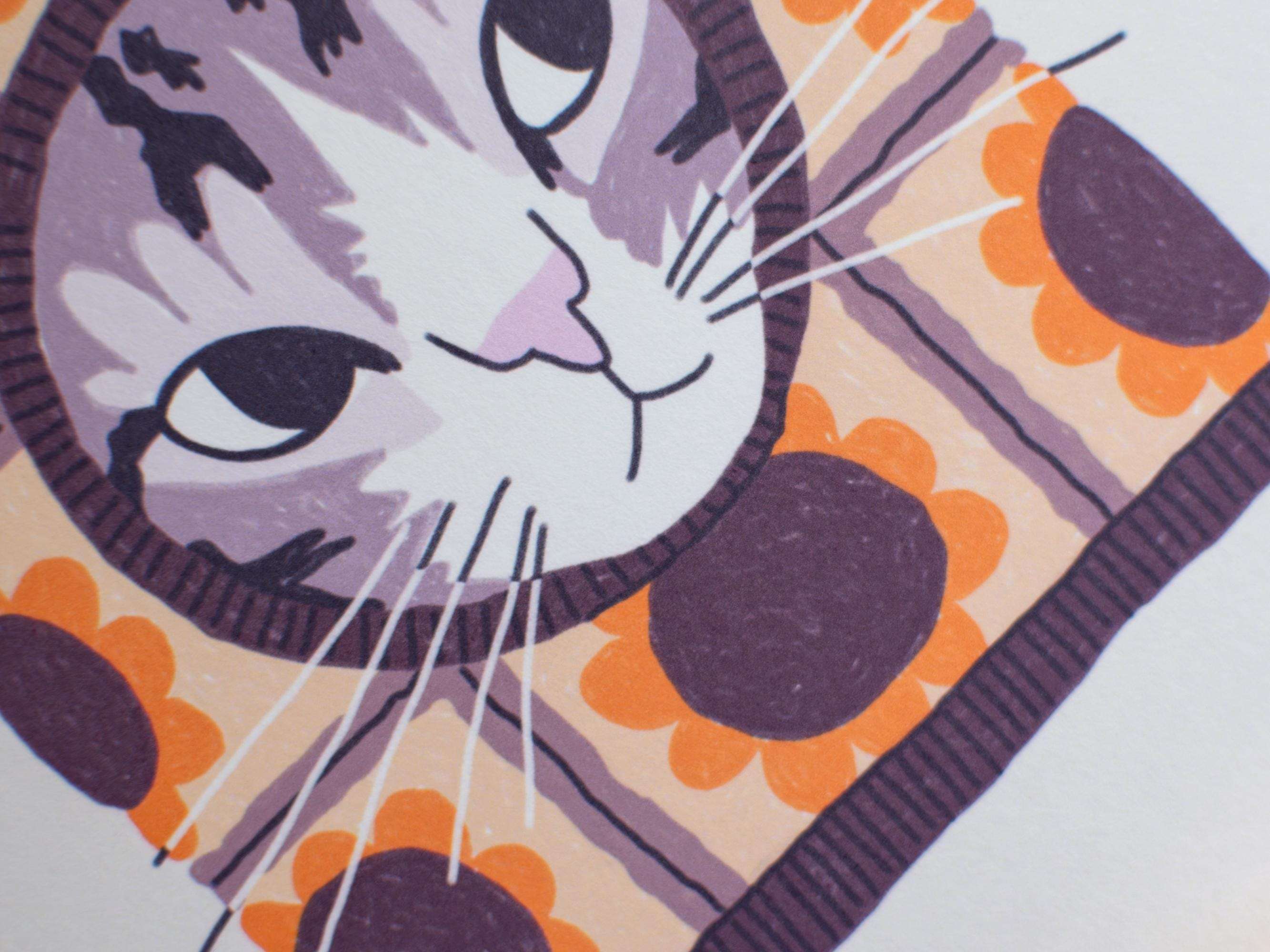Tabby Cat Art Print: Sunflower Balaclava Giclée