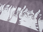 When the bass hits oversized t-shirt | Hand screen printed on dusty llilac 100% cotton tee with front and back print of cats raving