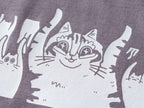 When the bass hits oversized t-shirt | Hand screen printed on dusty llilac 100% cotton tee with front and back print of cats raving