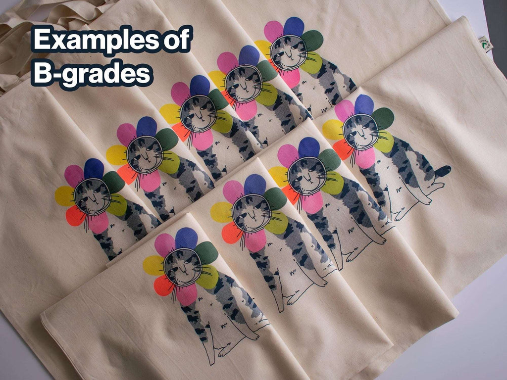 Grumpy Cat Tote Bag: Rainbow Flower, Organic Cotton, Limited Edition