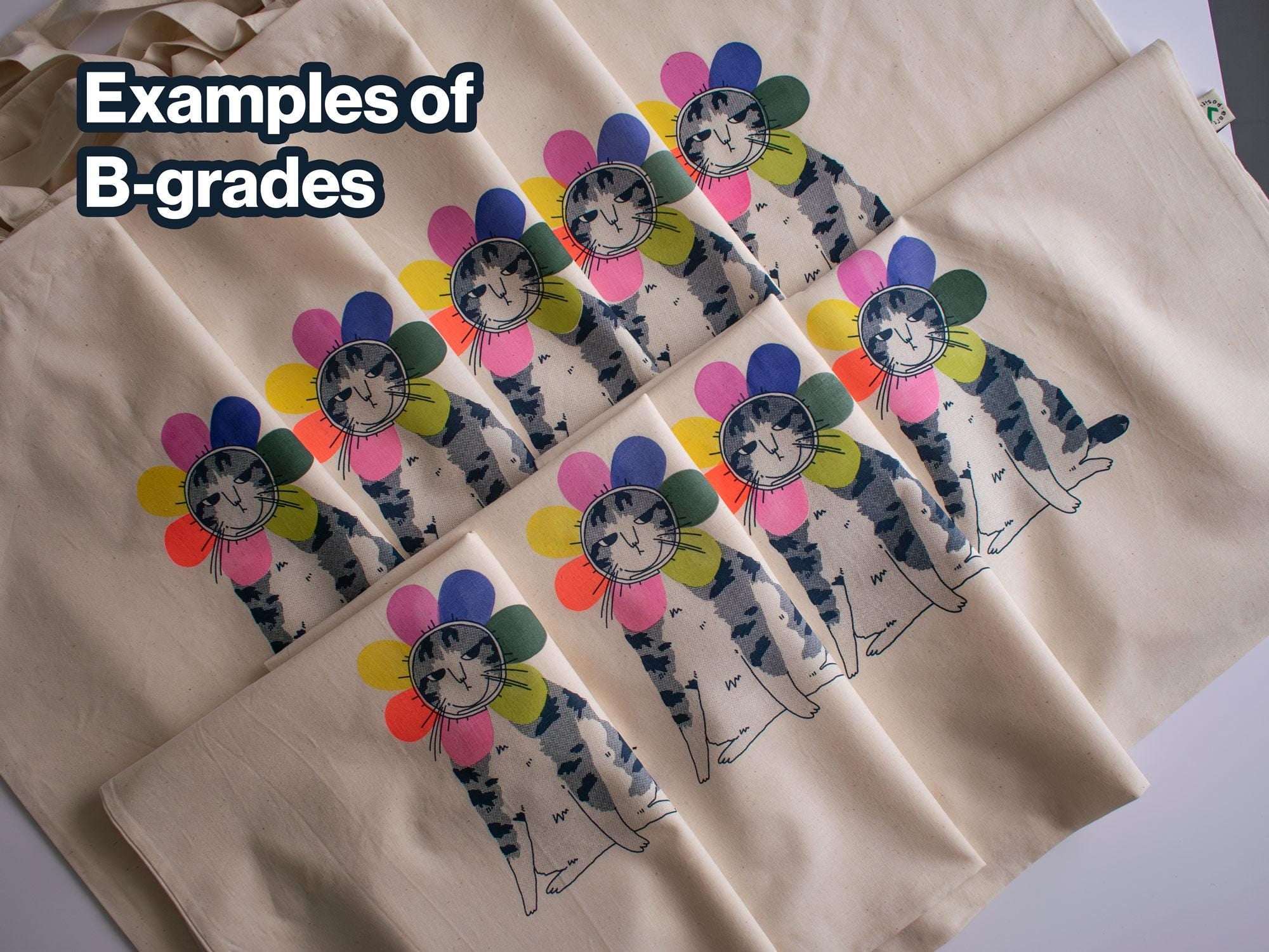 Grumpy Cat Tote Bag: Rainbow Flower, Organic Cotton, Limited Edition