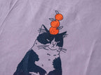 Orange Cat Tote Bag: Hand Screen Printed Cotton, Lilac