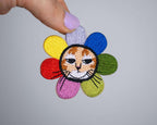 Grumpy Flower Cat Iron-on patch | Cat Badge, Embroidery iron-on patch of orange tabby cat dressed as a flower