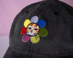 Grumpy Flower Cat Iron-on patch | Cat Badge, Embroidery iron-on patch of orange tabby cat dressed as a flower
