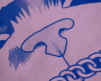 I smell Bullshit t-shirt | Hand screen printed on lilac organic cotton tee with blue illustration of a cat sniffing out your lies