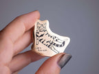 Life's tough Cat Enamel Pin | Gold plated brooch with a tabby cat beeing fed up with everything