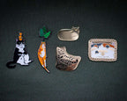 Life's tough Cat Enamel Pin | Gold plated brooch with a tabby cat beeing fed up with everything
