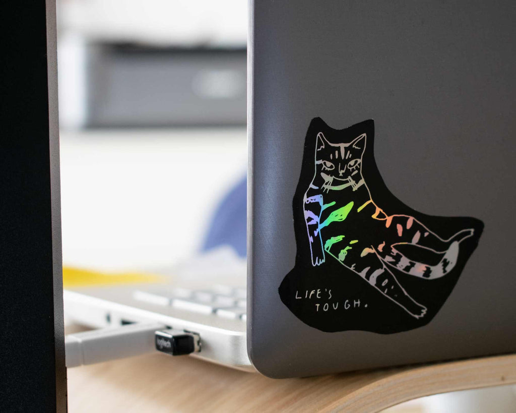 Holographic Cat Sticker| Holographic Stickers, Cat Stickers, Vinyl Cat Stickers, Kawaii Sticker, Water Bottle Sticker, Laptop Stickers