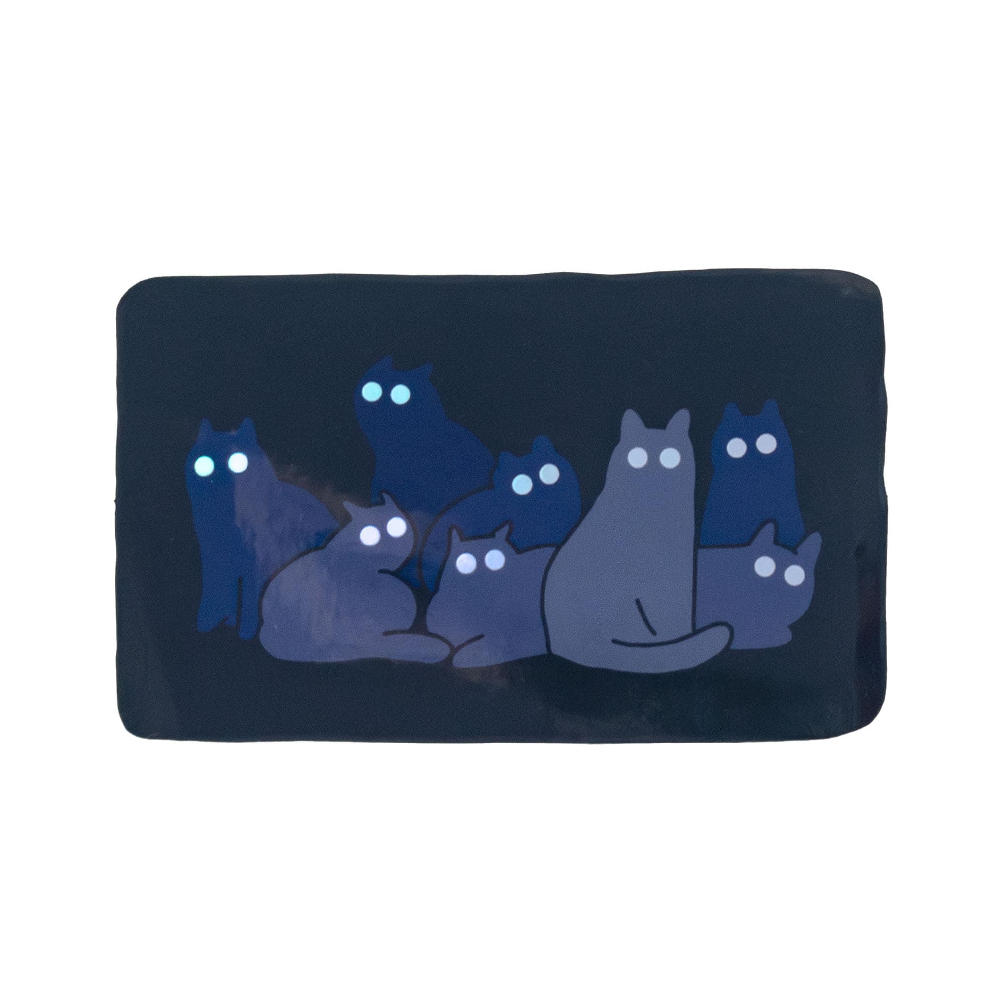 Reflecting Cat Eyes | Spooky holographic vinyl sticker of a cat gangs silhouettes who's eyes are glowing in the night