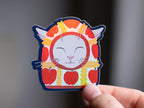 Apple Balaclava Cat Sticker: Holographic Vinyl Decal