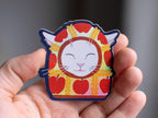 Apple Balaclava Cat Sticker: Holographic Vinyl Decal