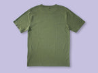 T-shirt: Looking for f***s to give | Hand screen printed olive green organic cotton tee with white illustration of a cat with binoculars