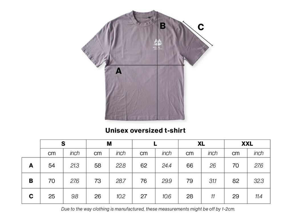 When the bass hits oversized t-shirt | Hand screen printed on dusty llilac 100% cotton tee with front and back print of cats raving