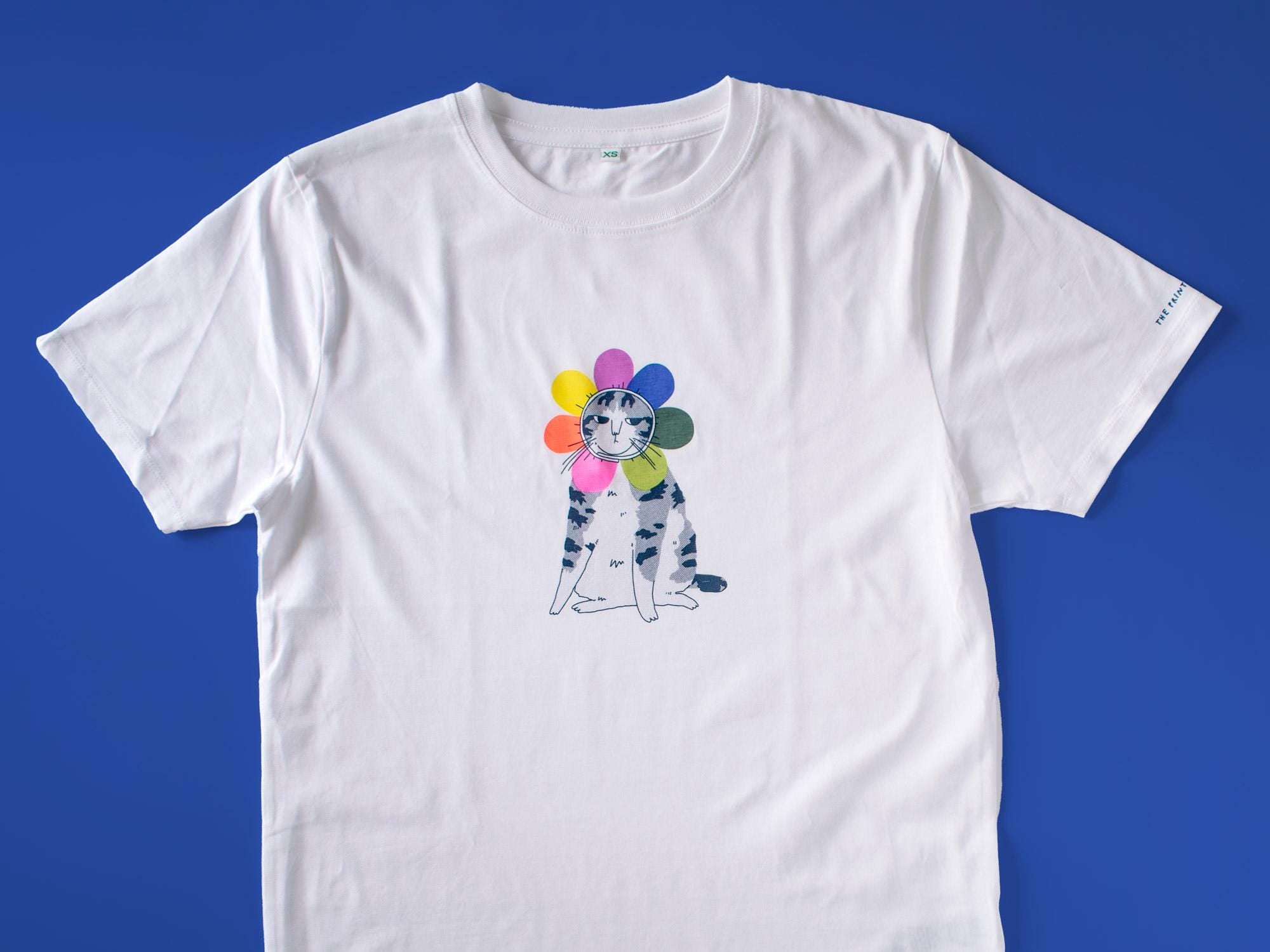 Grumpy Flower Cat T-Shirt: Limited Edition Organic Cotton Screenprint