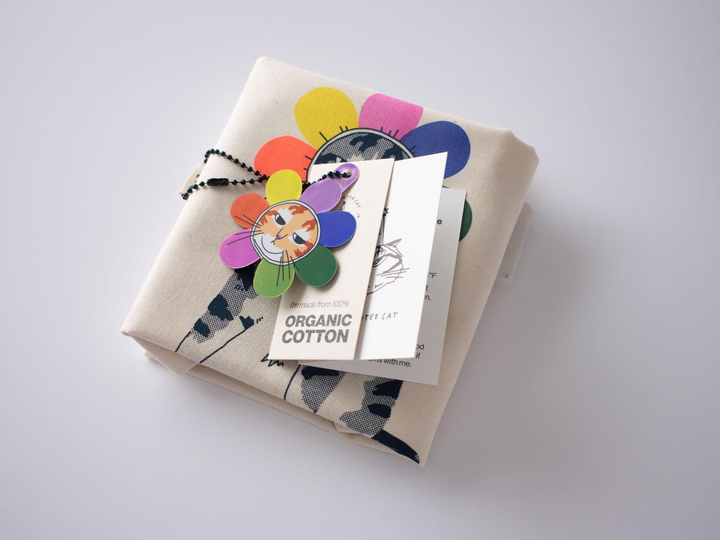 Grumpy Cat Tote Bag: Rainbow Flower, Organic Cotton, Limited Edition