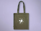 Funny Cat Olive Green Tote Bag: Hand Screen Printed Organic Cotton
