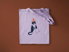 Orange Cat Tote Bag: Hand Screen Printed Cotton, Lilac