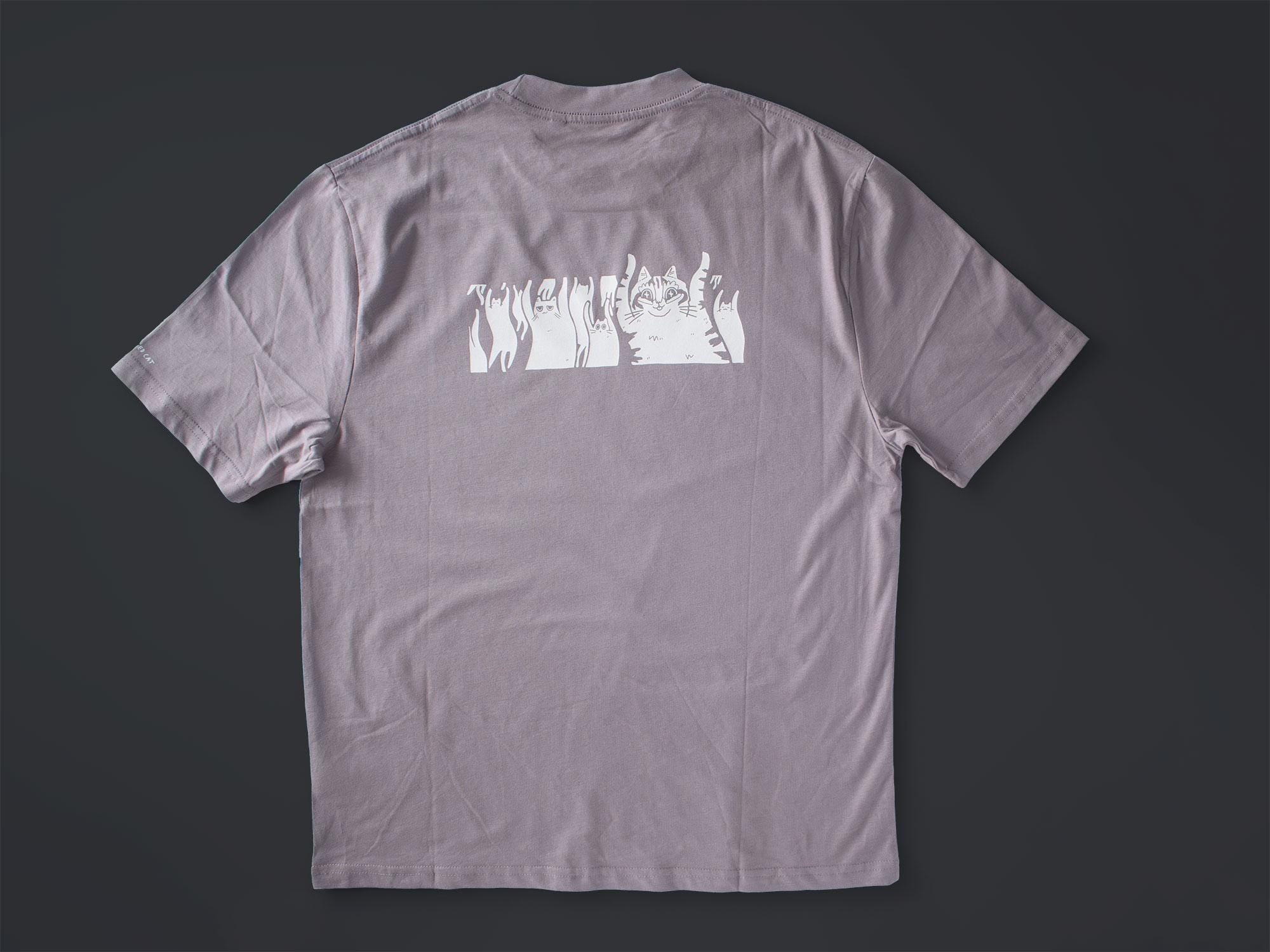 When the bass hits oversized t-shirt | Hand screen printed on dusty llilac 100% cotton tee with front and back print of cats raving