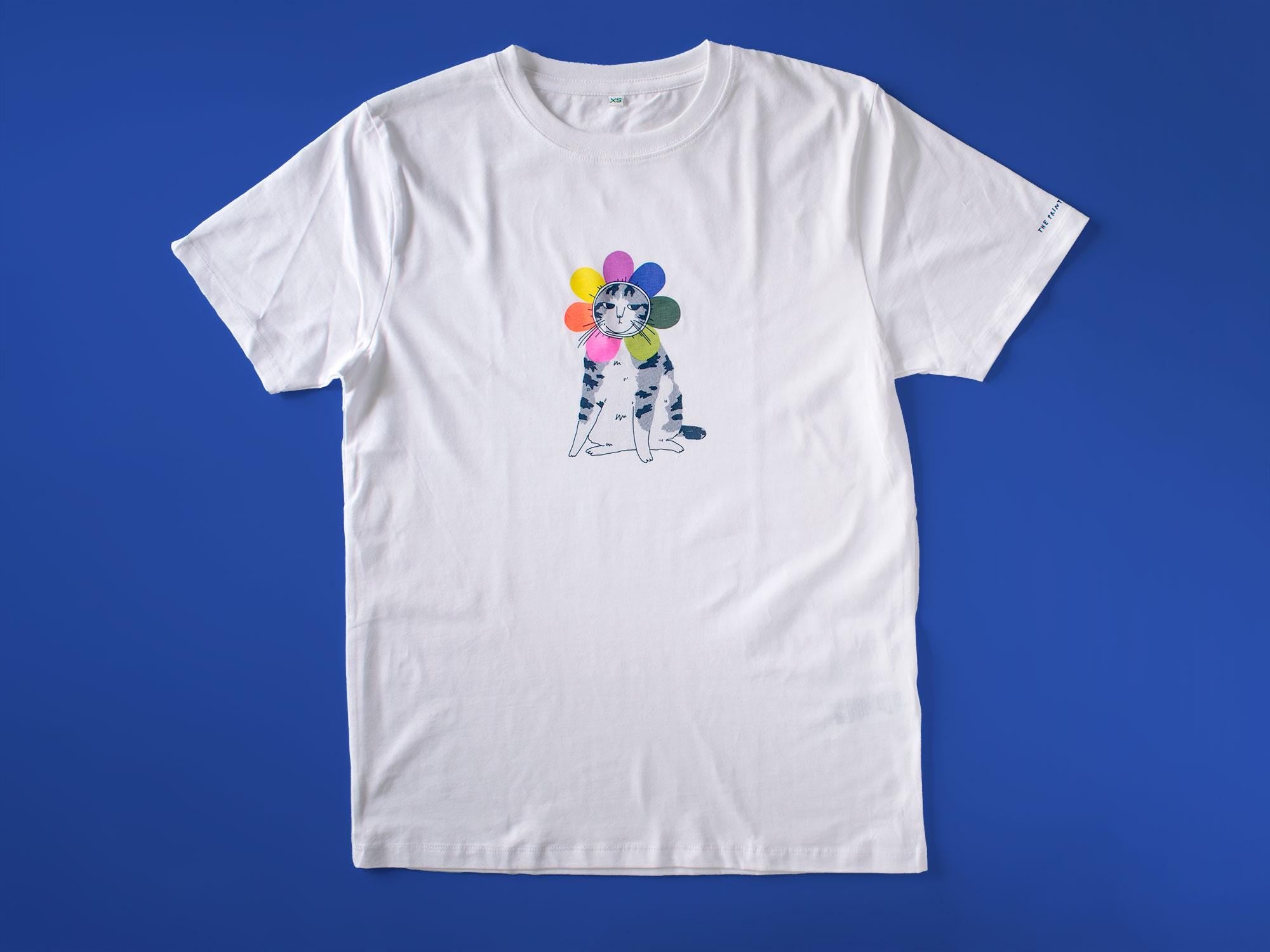 Grumpy Flower Cat T-Shirt: Limited Edition Organic Cotton Screenprint