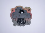 Grumpy Tuxedo Cat Rain Cloud Holographic Sticker - Dark Mode