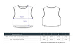 Cat gallery top | Hand screen printed on ecru organic cotton sleevless cropped top with black and blue illustration of a cat judging cat art