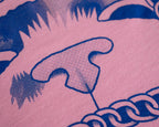 I smell Bullshit crop top | Hand screen printed on light pink 100% cotton cropped tee with blue illustration of a cat sniffing out your lies