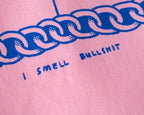 I smell bullshit tote bag | Hand screen printed light pink 100% cotton tote bag with illustration of a cat sniffing out lies