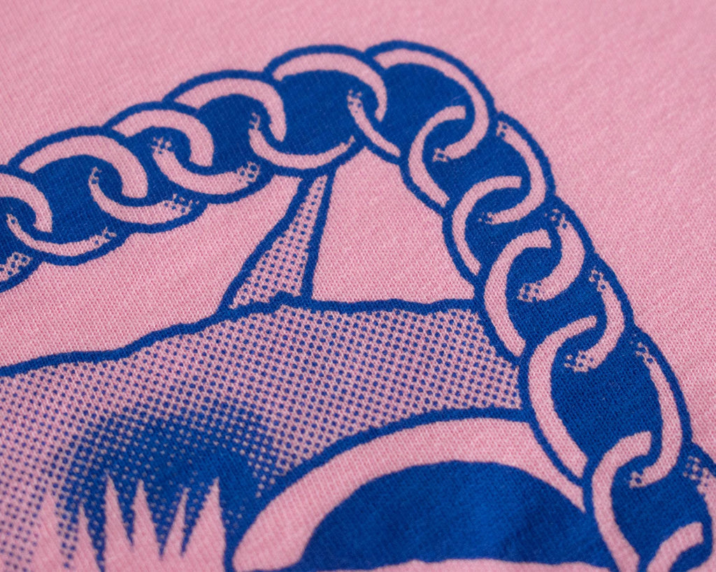 I smell Bullshit crop top | Hand screen printed on light pink 100% cotton cropped tee with blue illustration of a cat sniffing out your lies