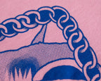 I smell Bullshit crop top | Hand screen printed on light pink 100% cotton cropped tee with blue illustration of a cat sniffing out your lies