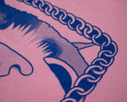 I smell Bullshit crop top | Hand screen printed on light pink 100% cotton cropped tee with blue illustration of a cat sniffing out your lies
